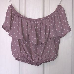 Fashion Nova polka dot off shoulder crop top